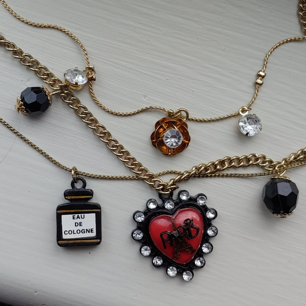 Betsey Johnson Gold Layered Paris Necklace